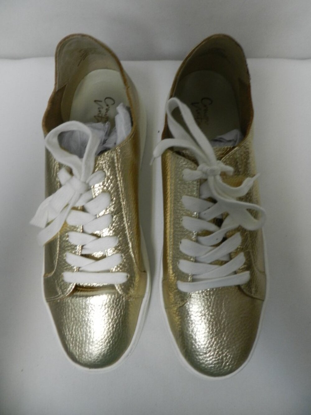 Crown Vintage Gamina gold Leather Platform sneakers tennis shoes Casual Size 8 - Picture 3 of 14